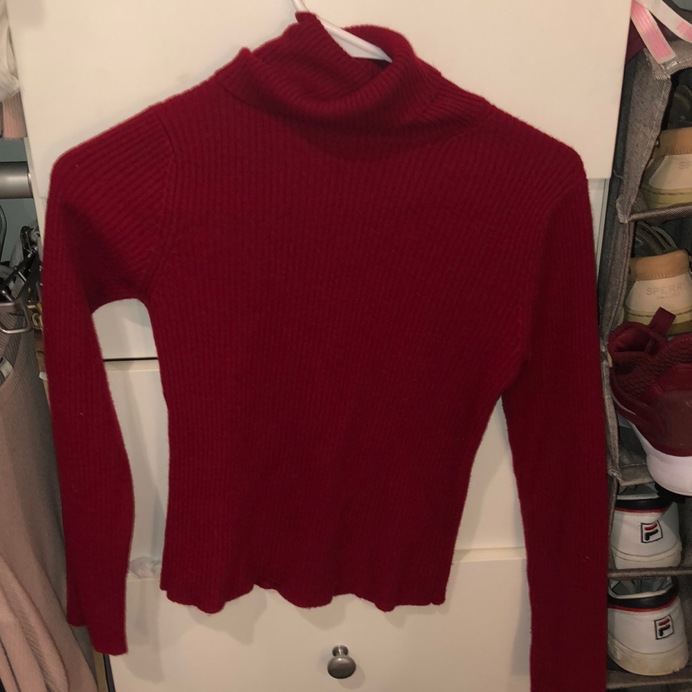 Red turtle neck sweater